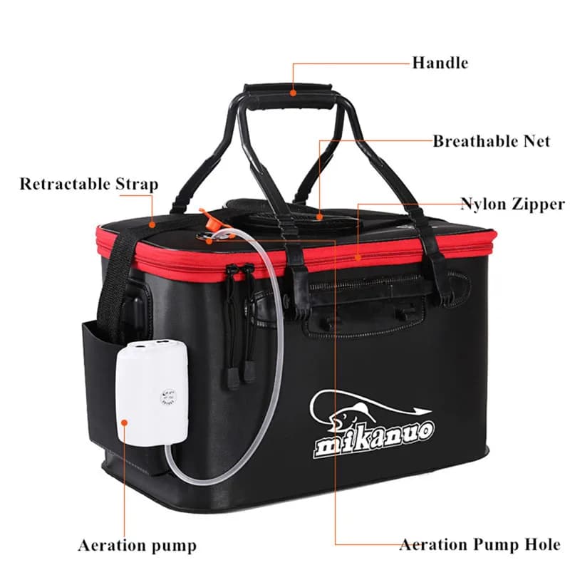 Seau de pêche pliable EVA portable pour poissons vivants sans pompe à oxygène réservoir eau extérieur