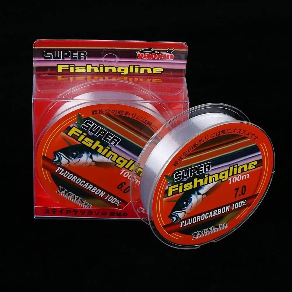 Ligne de pêche fluorocarbone 100M ultra résistante, diamètres 0.8 à 8.0 pour tous types de pêche