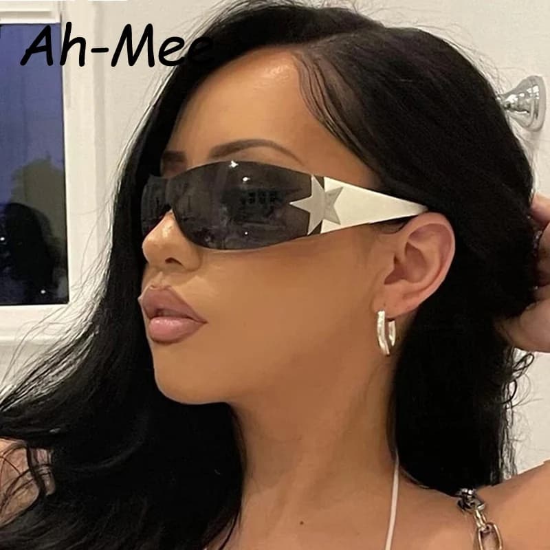 Lunettes de soleil rimless punk pour femme pêcheuse - Style Y2K pour pêche sportive tendance