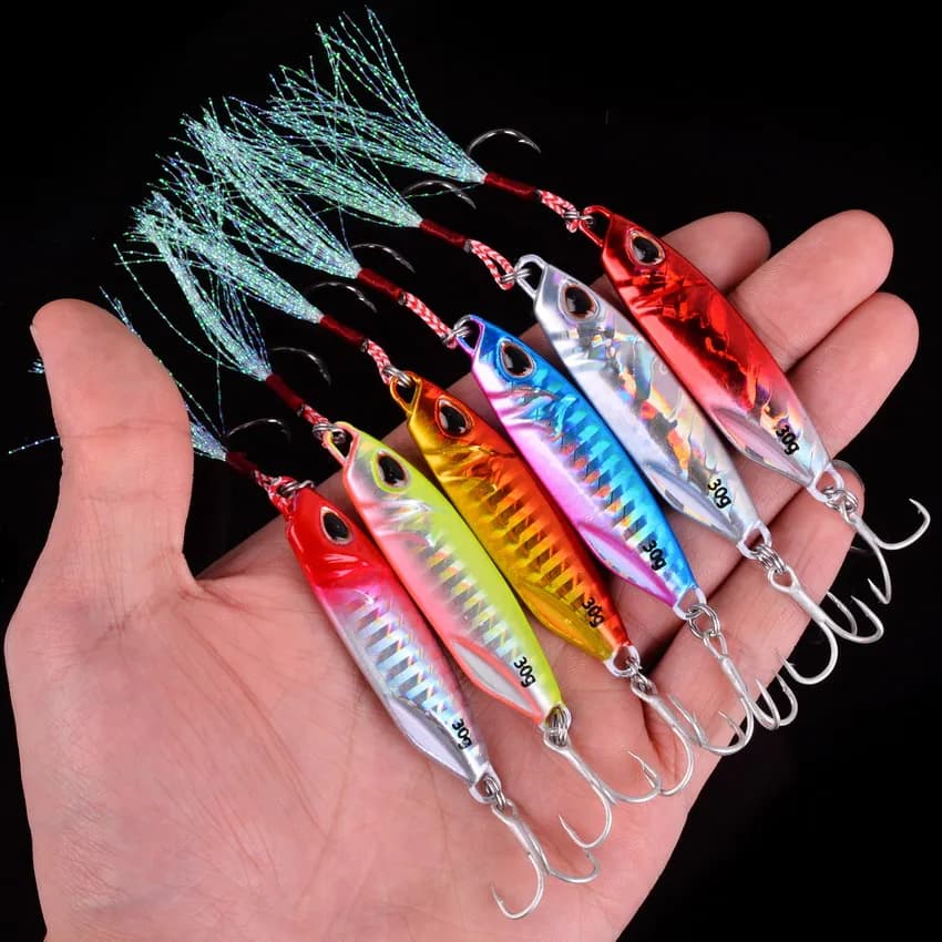 Lot de 10 leurres métal japonais casting 10g-40g pour pêche en bateau et trolling truite bar