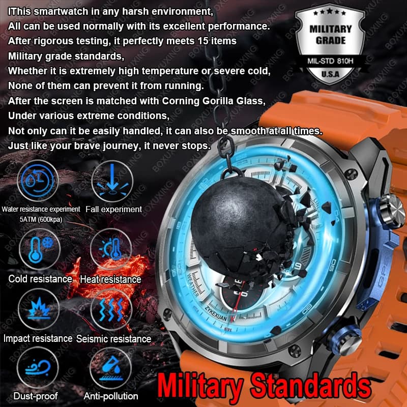 Montre connectée militaire T-Rex3 GPS carte boussole 4GB mémoire 1000mAh étanche 10ATM appel Bluetooth