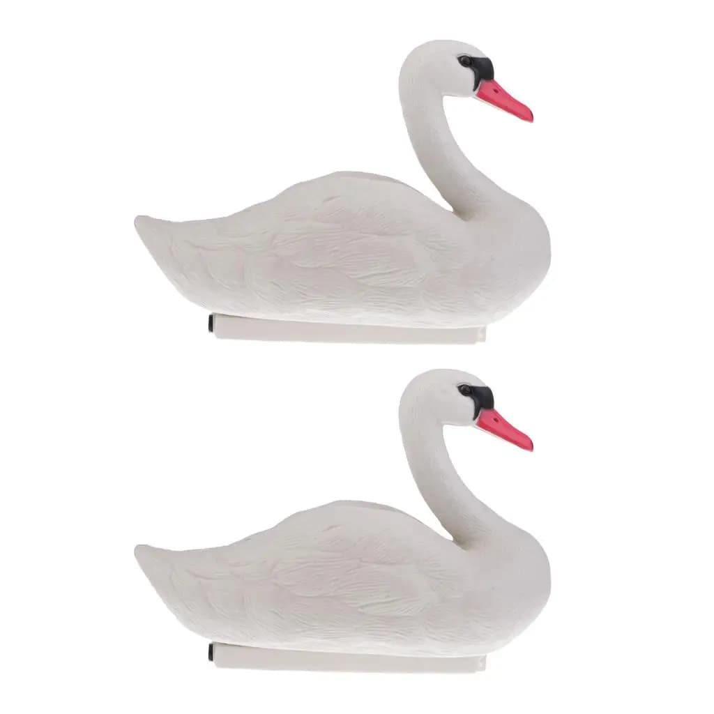 2 leurres cygne flottants pour étang et jardin - Appâts de chasse complets pour oiseaux