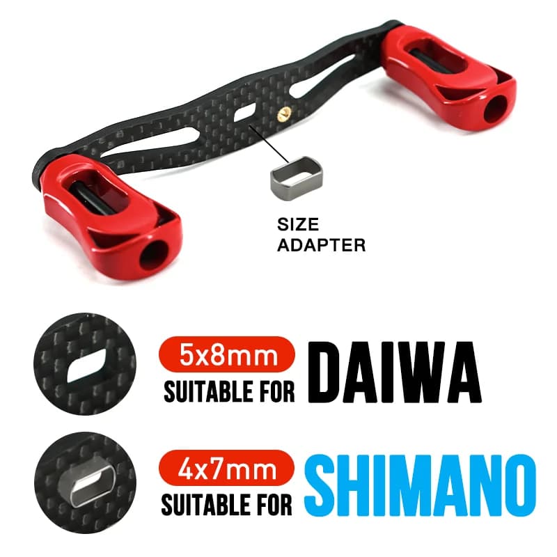 Poignée de moulinet pêche ultra légère en fibre de carbone - 6 couleurs pour Daiwa et Shimano