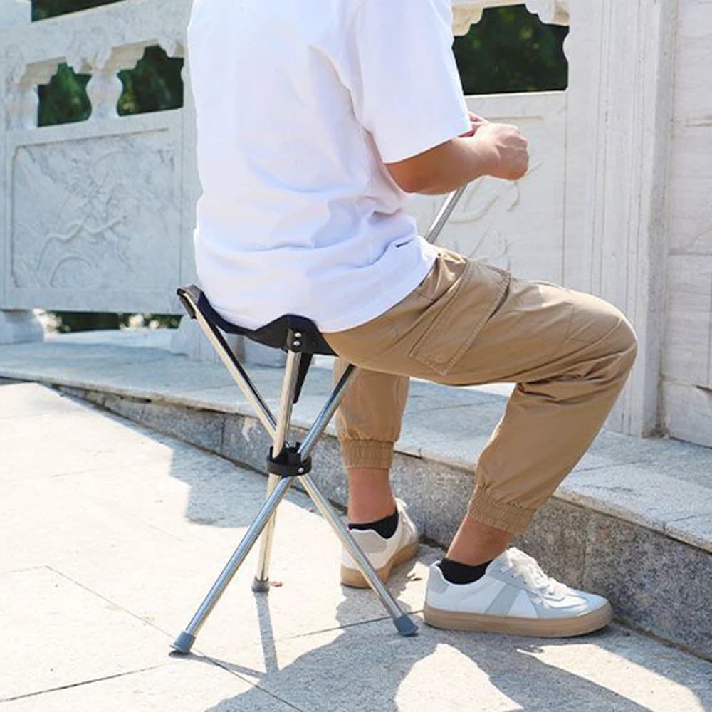 Canne-siège pliable portable léger antidérapant pour marche extérieure randonnée senior sécurité