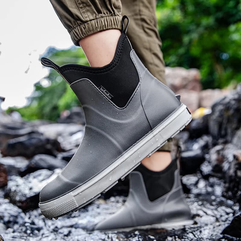 Chaussures imperméables mi-hautes homme randonnée anti-dérapantes résistantes extérieur pêche casual