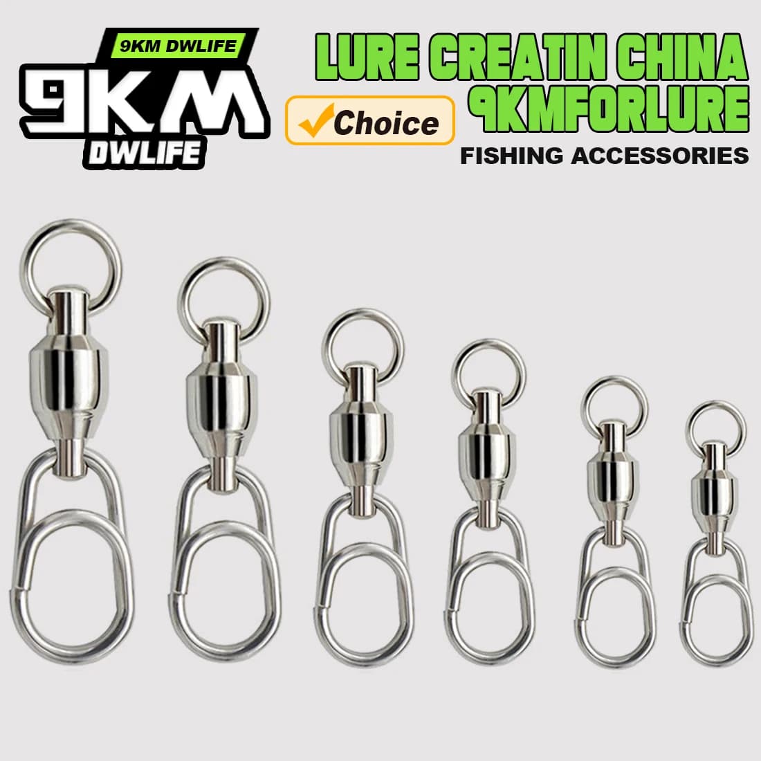 10 émerillons rapides à roulement à billes inox 9km - accessoires pêche connecteurs clips