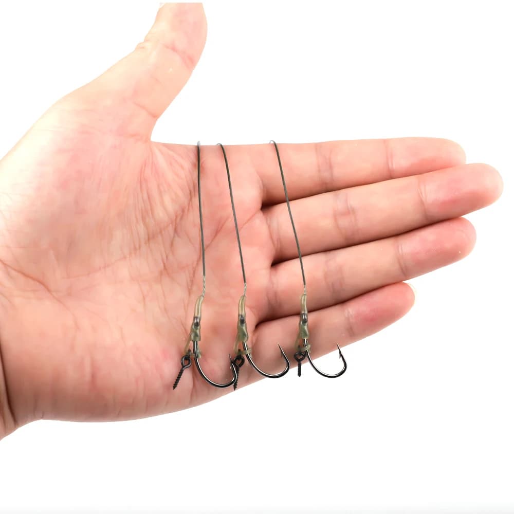 Hameçons FTK pour pêche de la carpe avec vis à appâts - 6 pièces courbées robustes