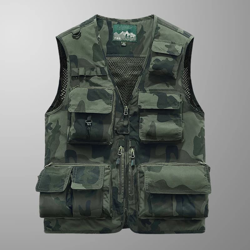 Veste sans manches camouflage pêche homme respirante anti-vent pour activités plein air printemps automne