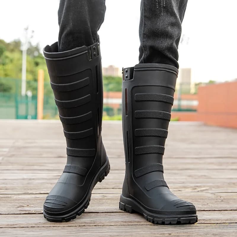 Bottes de pluie homme haute imperméables anti-dérapantes résistantes pour pêche lavage auto