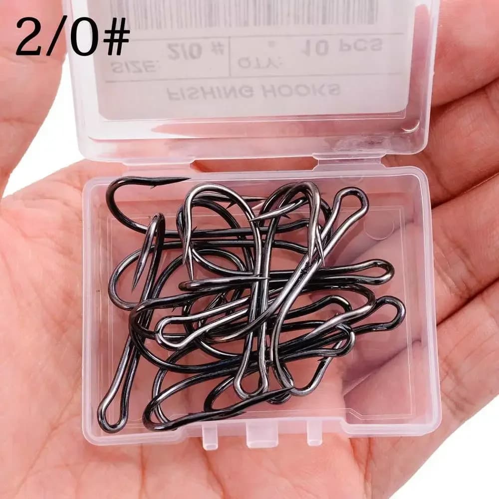 10 hameçons doubles jig crank acier carbone pour pêche carpe et leurres souples