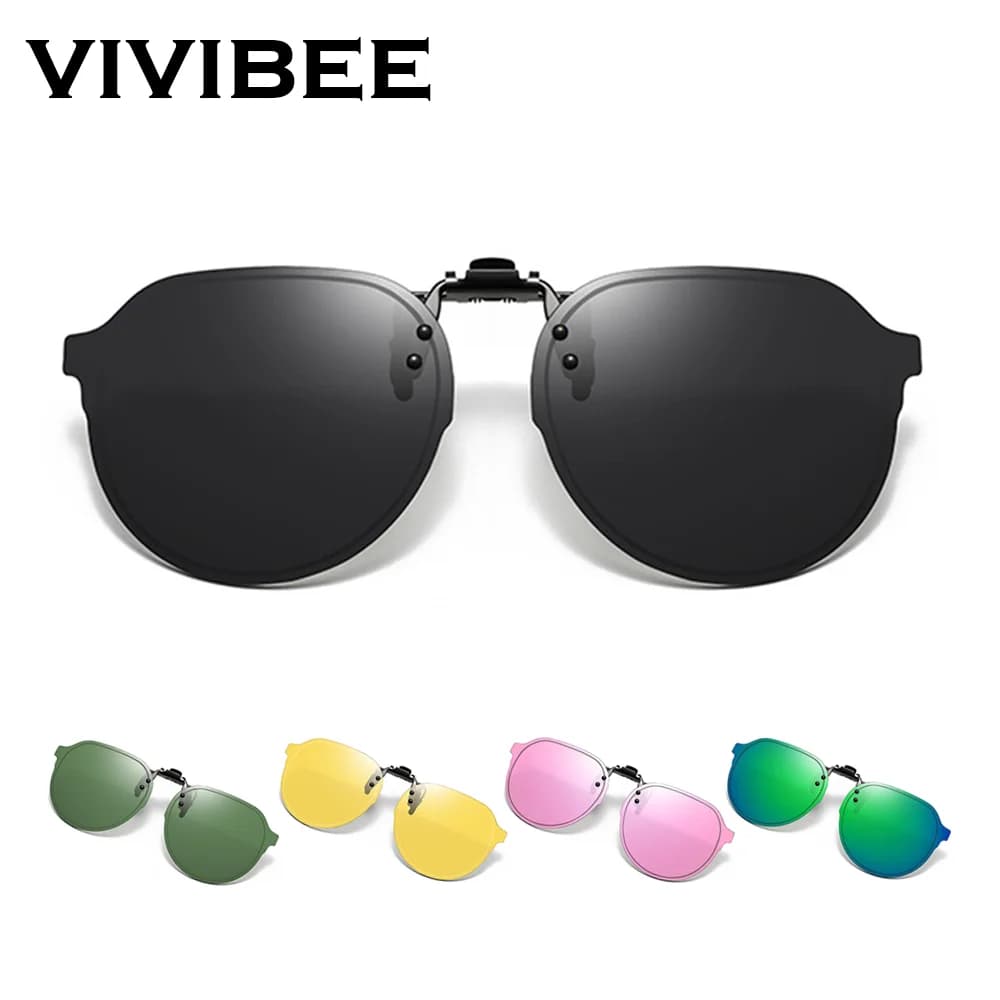 Lunettes clip rabattables polarisées VIVIBEE pour pêche et conduite - Vision nocturne UV400