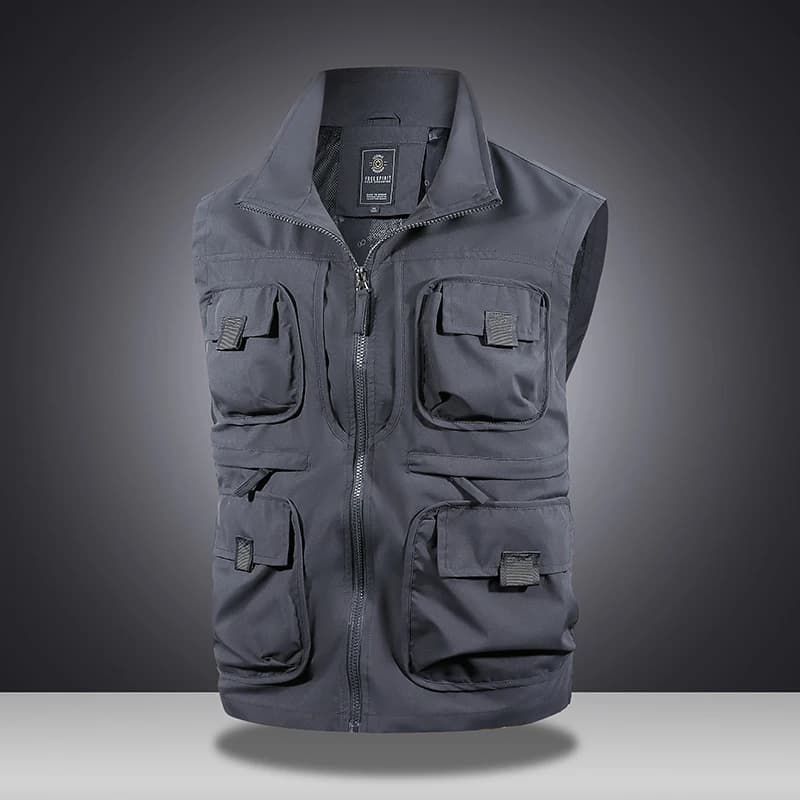 Veste sans manches homme multifonction pêche travail printemps automne respirante à poches multiples