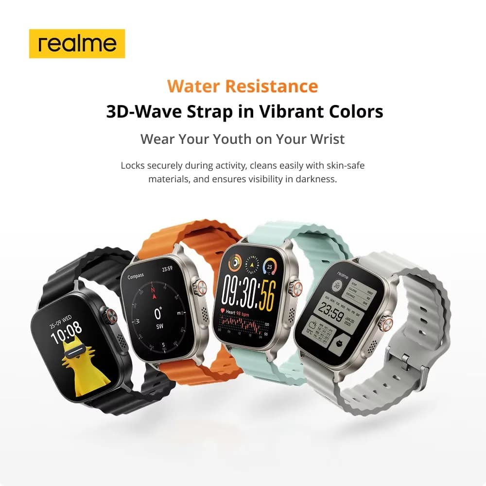 Montre realme watch 5 version globale écran AMOLED 600 nits autonomie 14 jours GPS étanche IP68