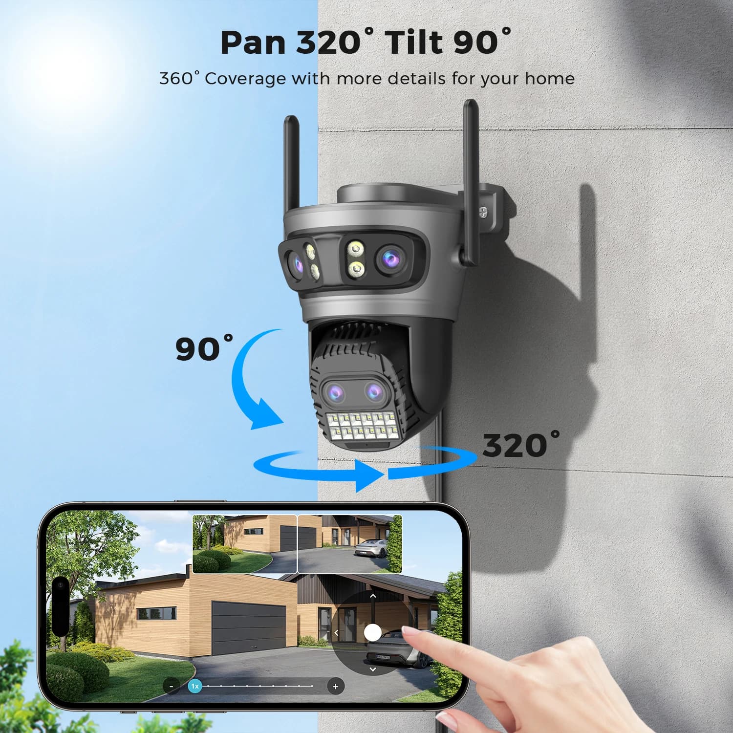 Caméra sécurité extérieure 20MP 5G PTZ - Détection humaine AI, zoom 10x et vision nocturne pour surveillance complète