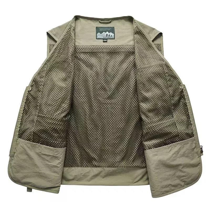 Veste sans manches pêche et randonnée été homme 7XL avec 14 poches cargo et mesh respirant