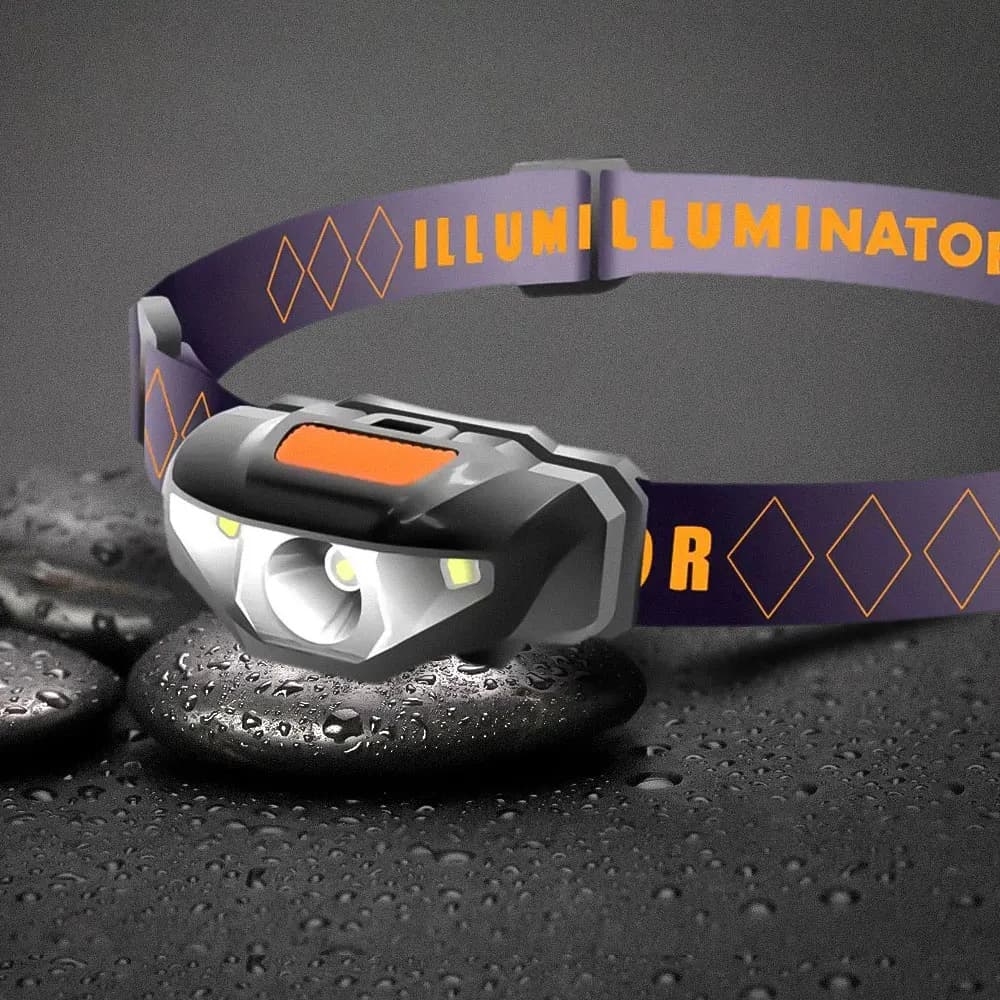 Mini lampe frontale étanche 3 modes avec piles AA pour pêche camping et randonnée légère