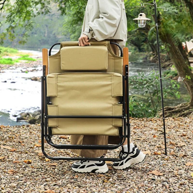 Chaise de pêche réglable avec coussins amovibles pour camping, plage et randonnée