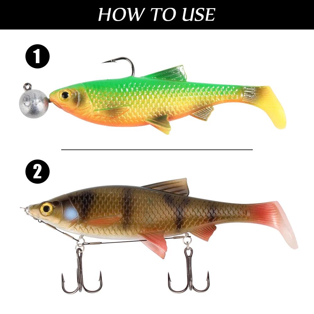 Leurre souple 3D Roach pêche carnassiers leurre shad paddle tail pour brochet sandre et perche