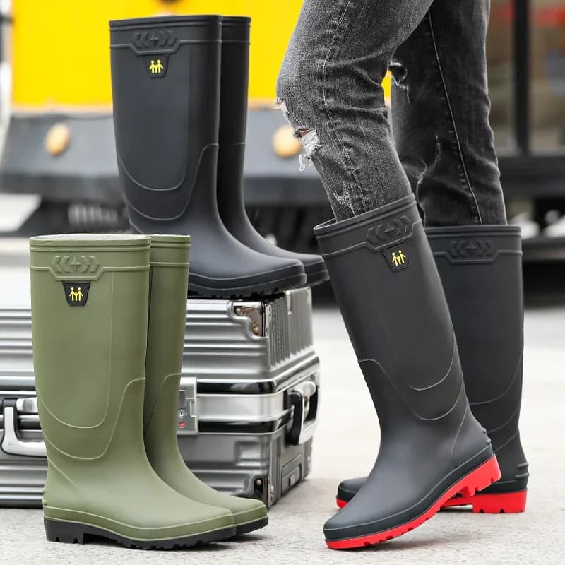 Grandes tailles bottes de pêche hautes semelle épaisse étanches chantier antidérapantes toutes saisons