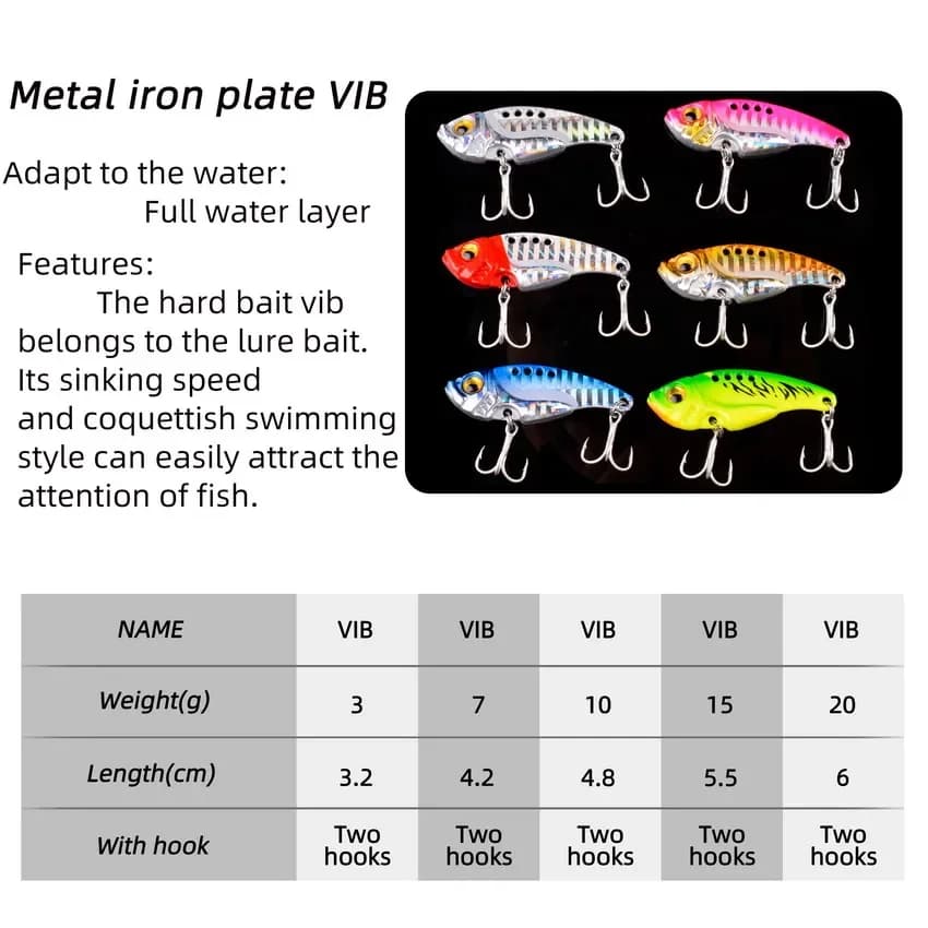 Leurre métal VIB Aorace 5 pièces 3g à 20g - Vibration spoon crankbait wobbleur pêche carnassier