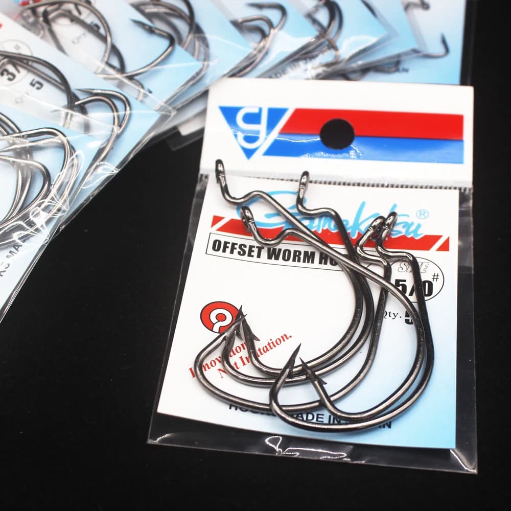 Hameçon offset Gamakatsu pour vers et leurres souples pêche mer et eau douce triple
