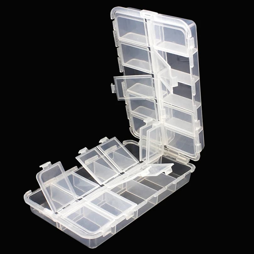 Boîte de pêche transparente 20 compartiments - Coffret rangement leurres et appâts 16.5x10x4cm