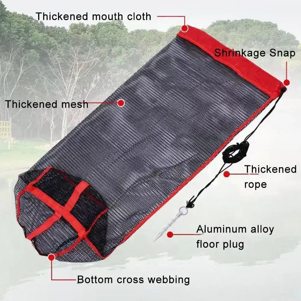 Filet pliable poche pêche nylon flottant avec piège à branchies - Foldable fish net bag monofilament