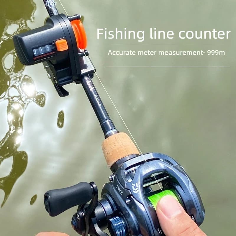 Compteur profondeur ligne pêche 0-999m avec support canne - Outil mesure longueur matériel Pesca