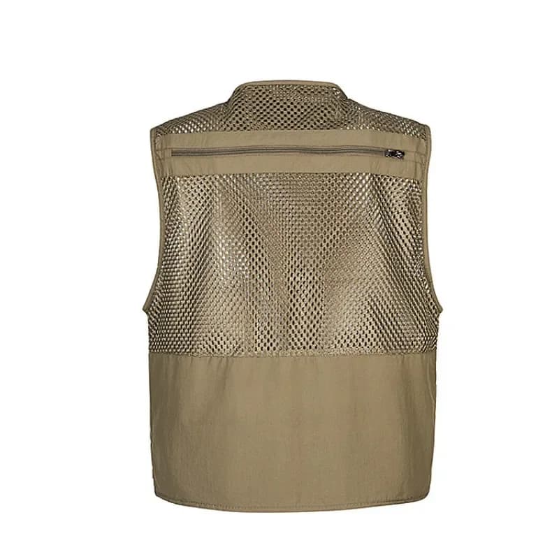 Veste de pêche respirante séchage rapide multi-poches couleur vert armée pour randonnée et photographie