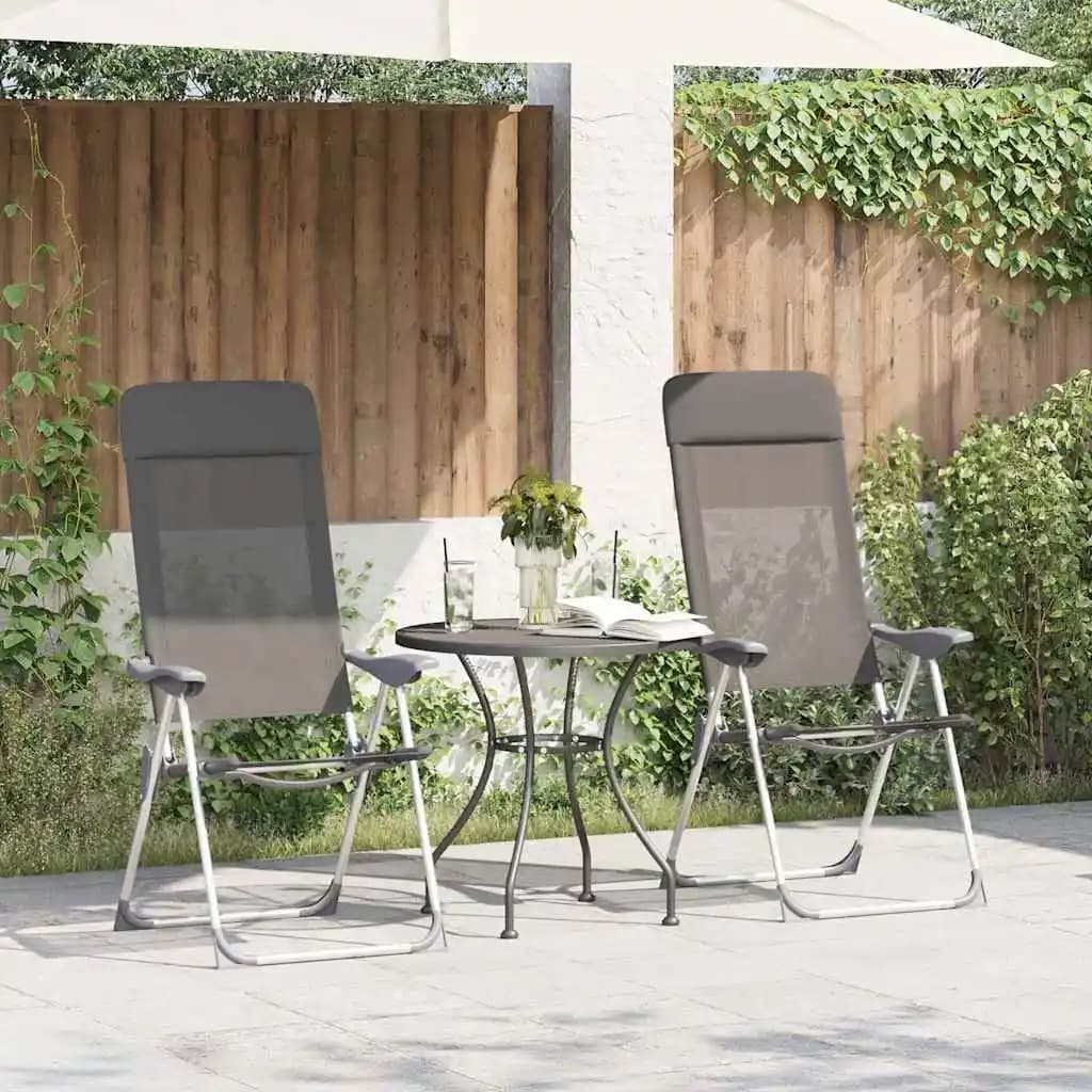 Lot 4 chaises camping pliables grises aluminium légères durables stables pour pêche, chasse et voyage