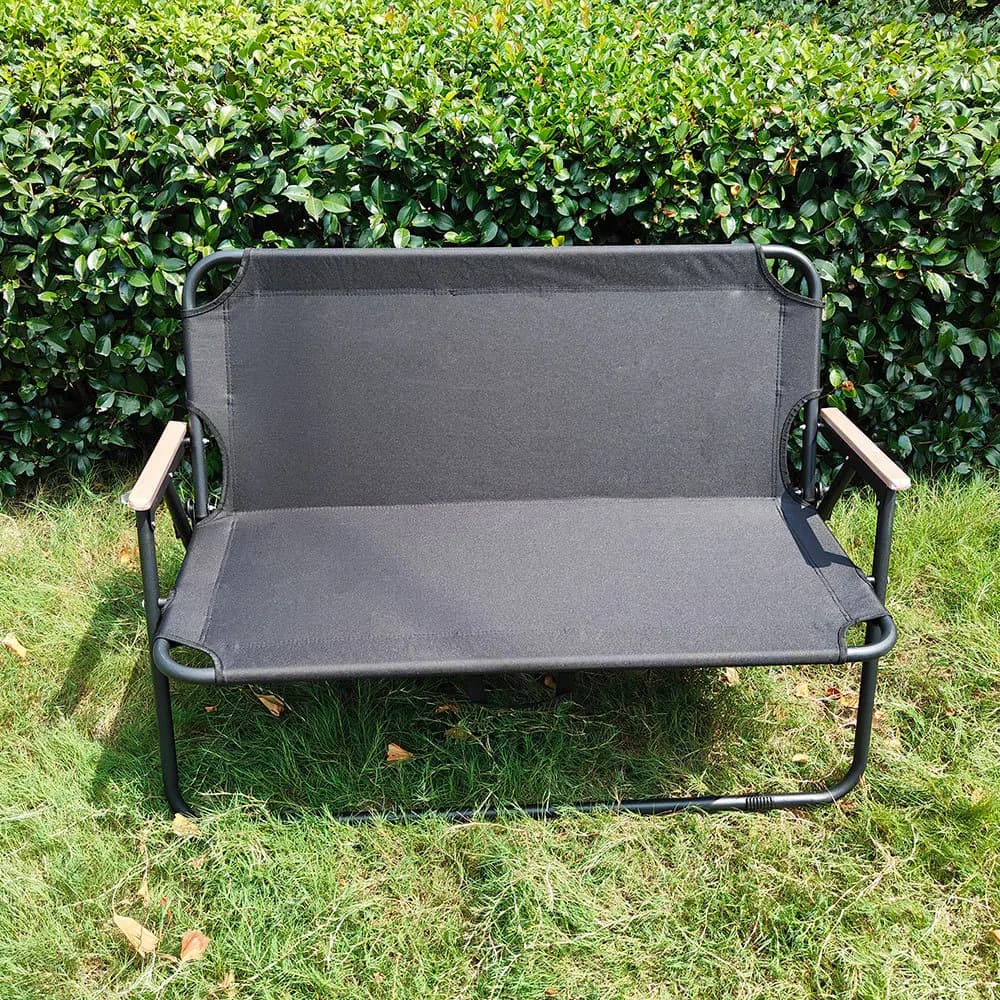 Double chaise camping pliante portable avec dossier tissu Oxford pour pêche
