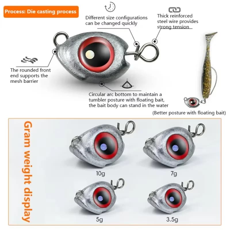 10 plombs luminescents drop shot - Poids phosphorescents anti-accrochage pour pêche du bass
