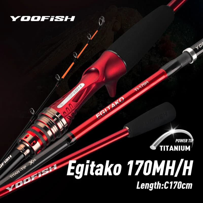 Canne YOOFISH EGITAKO carbone 170MH/H 2 sections pour pêche au calmar et seiche - Tip titane