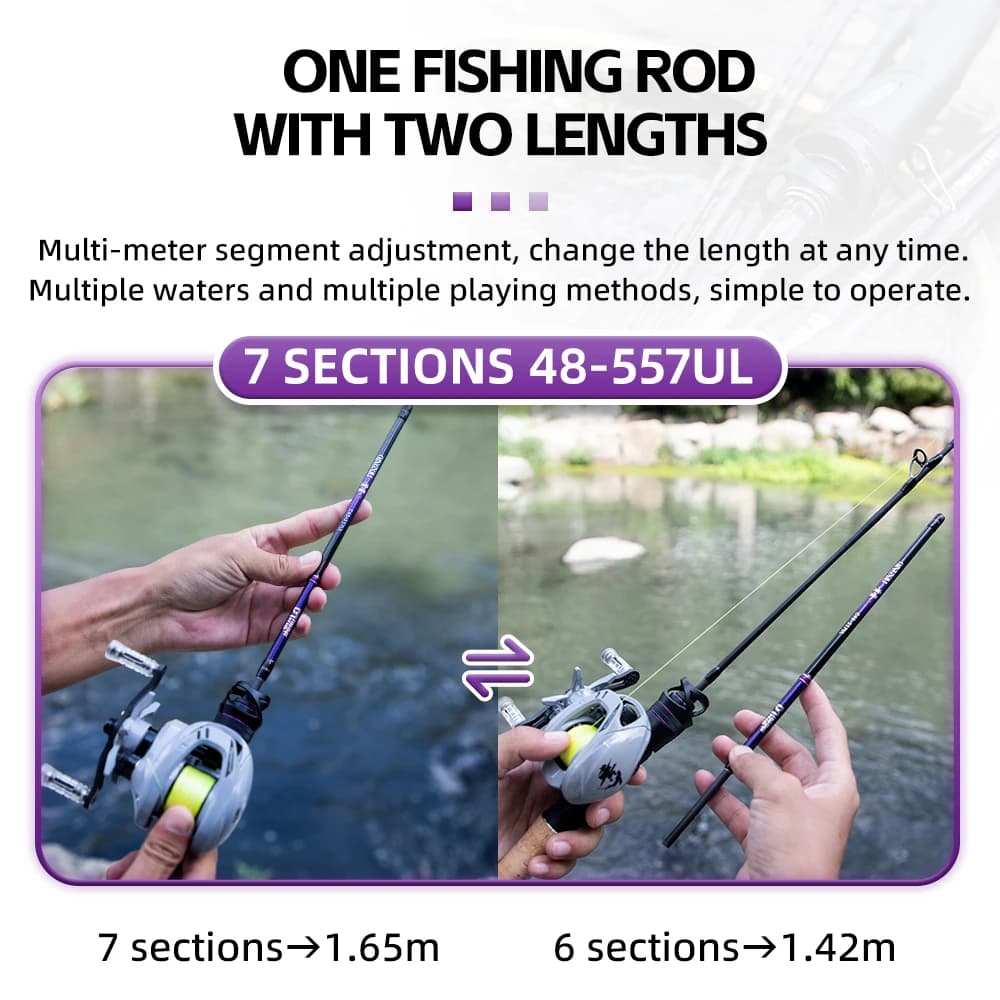 Canne télescopique FishingFans avec guides Fuji Alconite portable pour pêche nomade