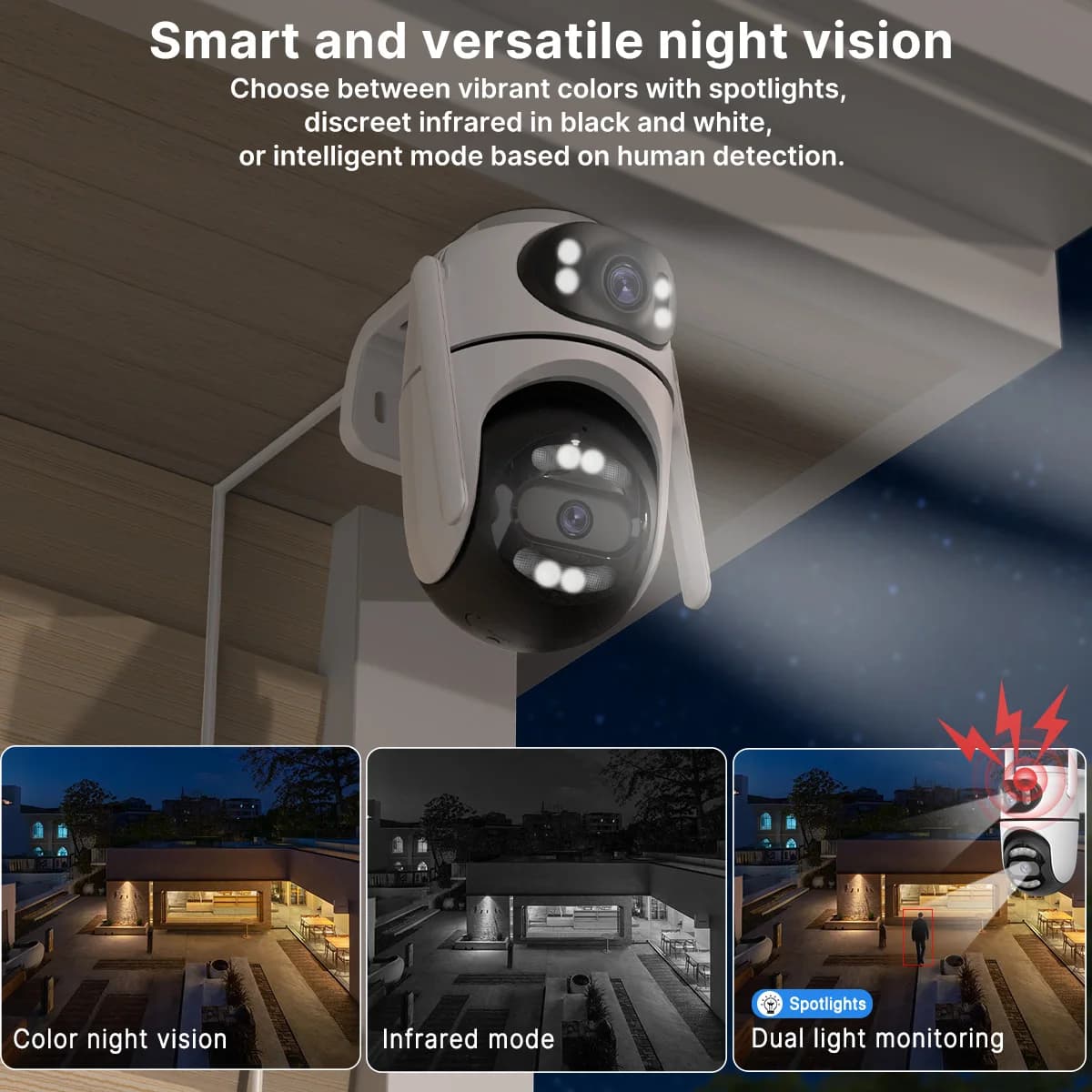 Caméra surveillance extérieure 8MP 4K WiFi PTZ pêche maison sécurité tracking AI vision nocturne étanche
