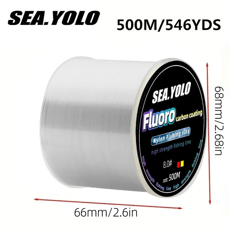 Fil de pêche fluorocarbone 500m ultra souple Japon, bas de ligne 3.57LB-26.45LB pour carpe, fil coulant