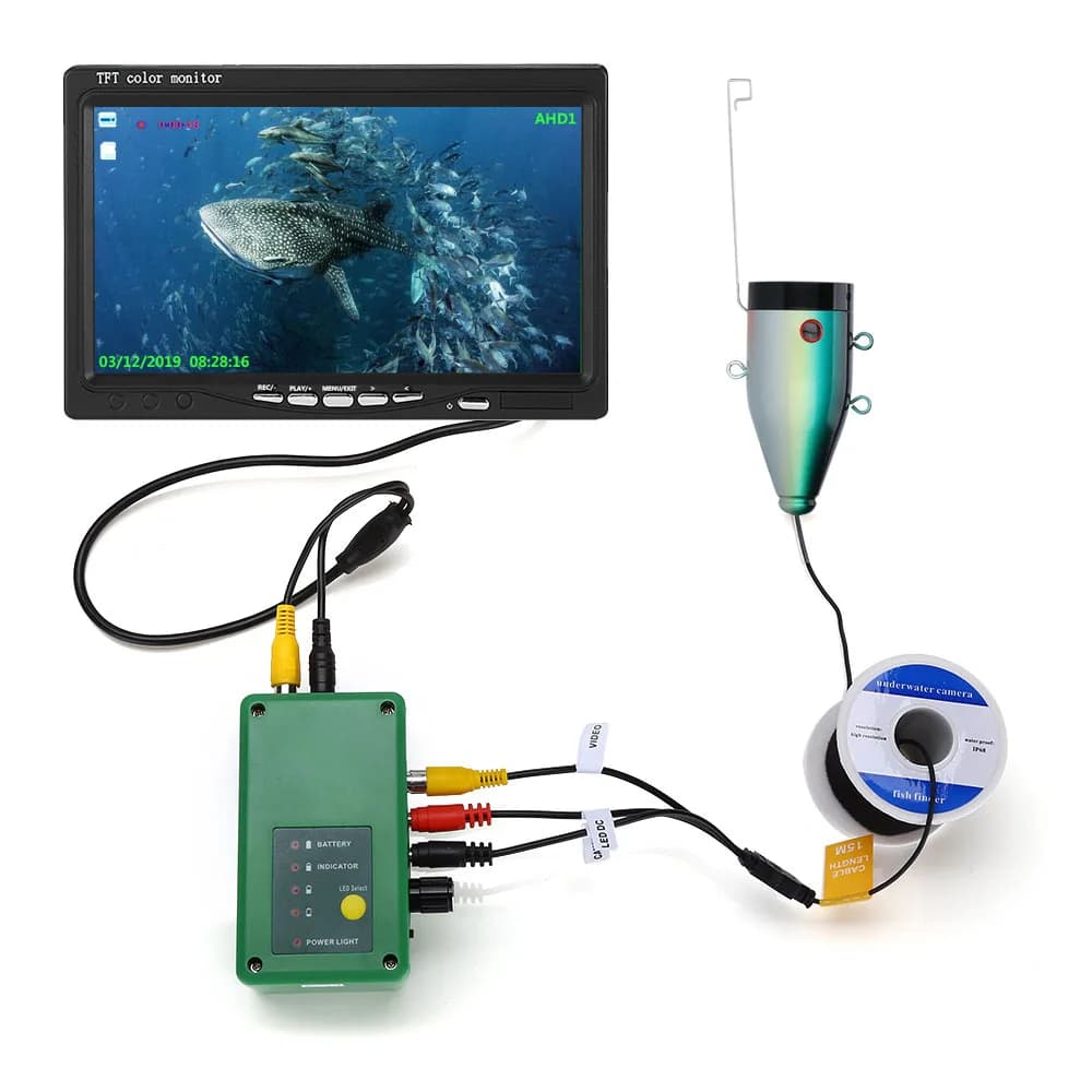 Détecteur poissons MAOTEWANG AHD 1080P caméra sous-marine 7 pouces écran HD 30 LEDs avec carte 16G pour pêche glace/rivière/mer
