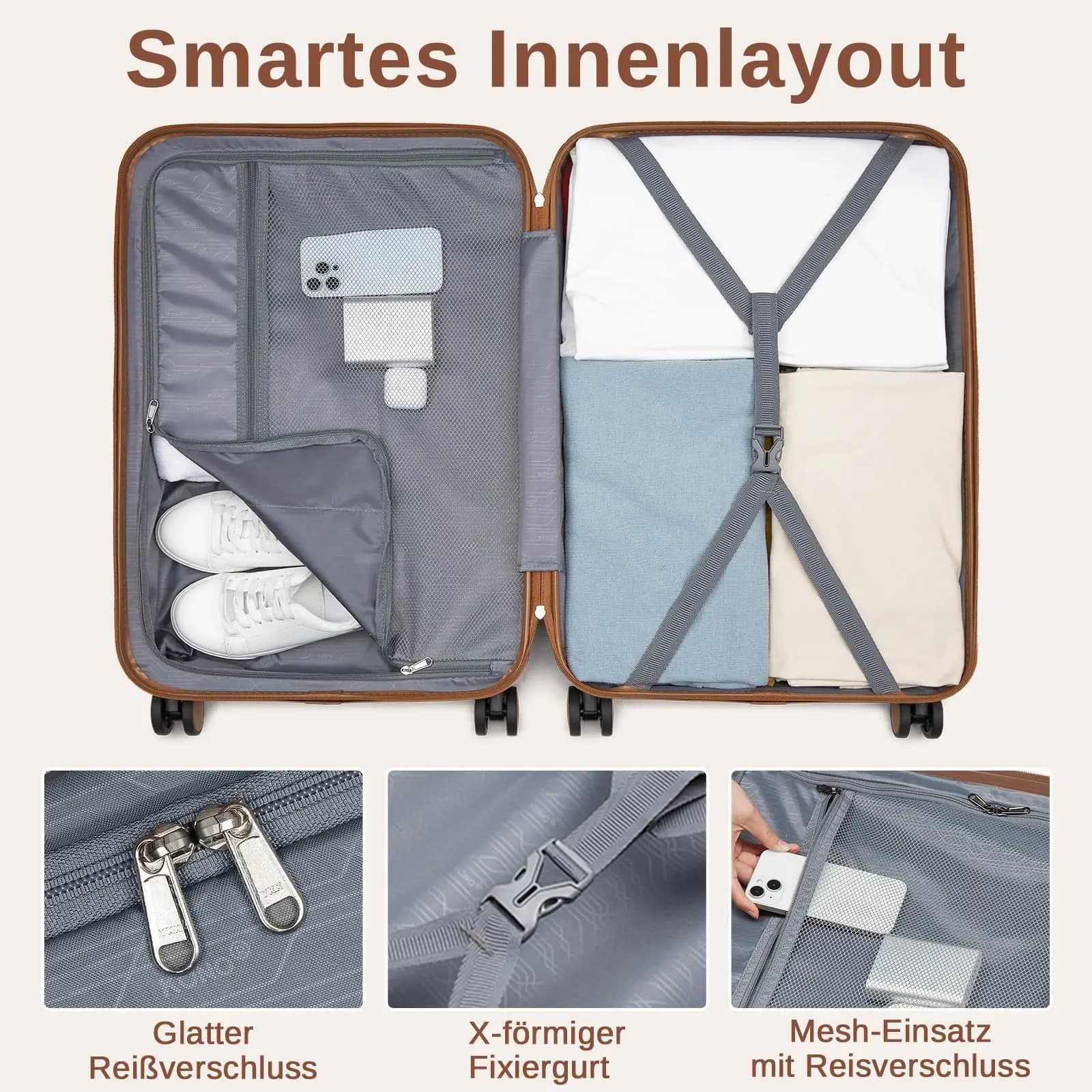 Valise rigide KONO 55-76 cm à roulettes 360° - Idéale transport matériel pêche voyages