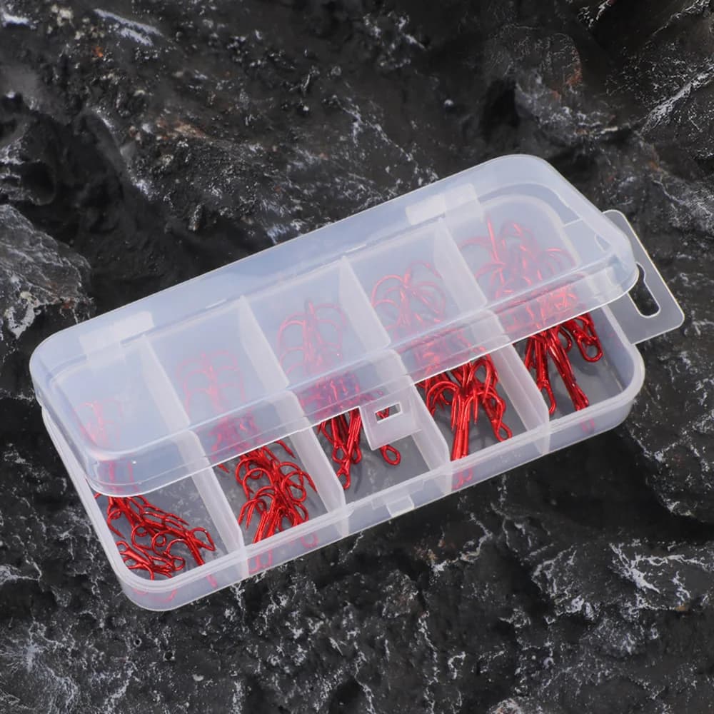 Lot de 50 hameçons triples acier haute teneur en carbone pour pêche en mer, tailles 2