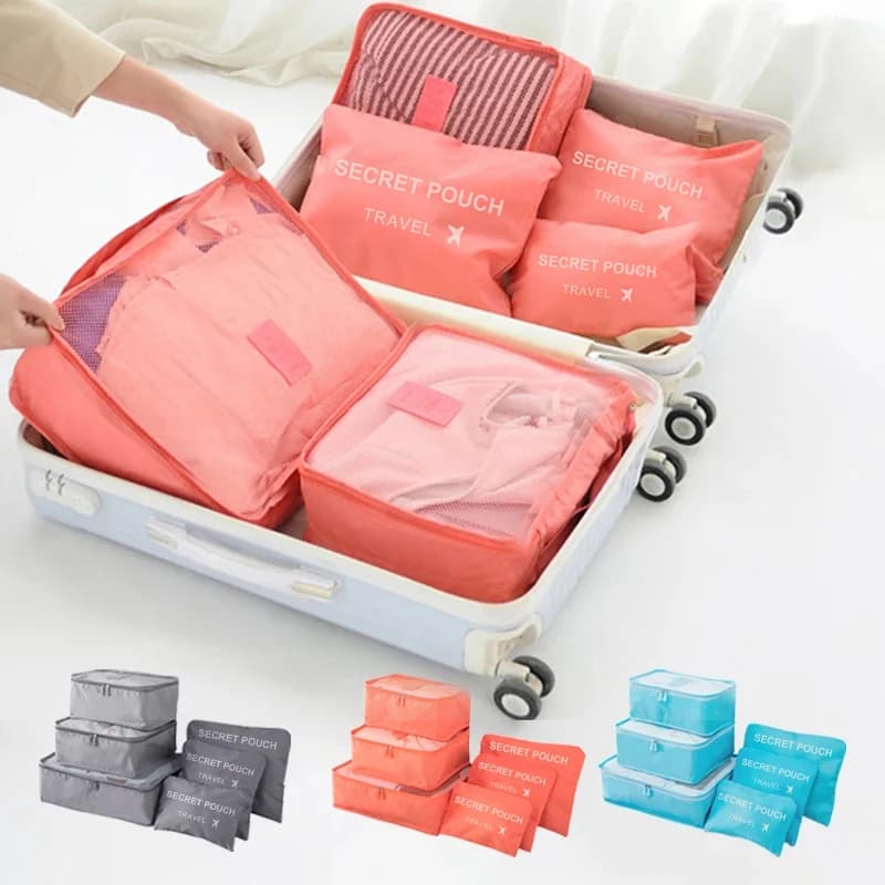 Set 6 sacs de voyage étanches colorés - grande capacité pour organisation valise sous-vêtements
