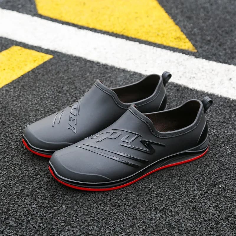 Bottes de pluie basses mode homme pour pêche loisir antidérapantes résistantes en PVC facile à enfiler