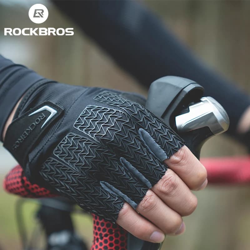 Gants vélo doigts coupés ROCKBROS avec amortisseurs SBR - Gants pêche été anti-dérapants respirants MTB