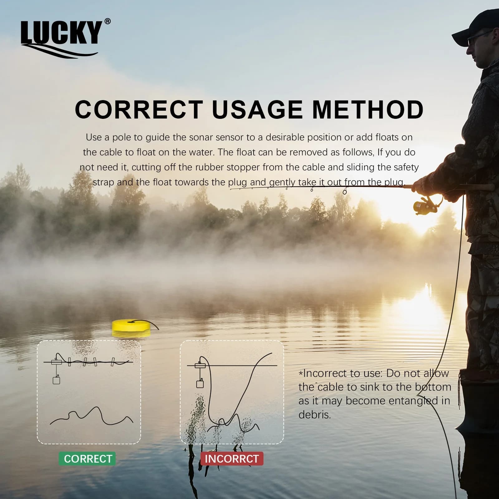 Sondeur de pêche portable LUCKY FF718D 2.2 pouces double fréquence - Détecteur 100M pour pêche sur glace
