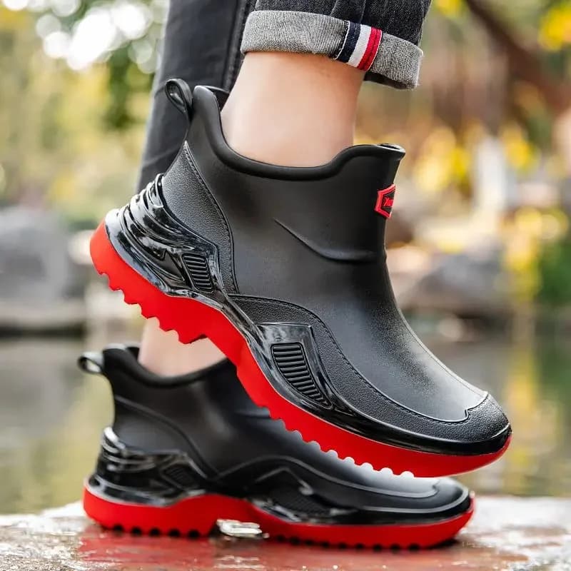 Bottes de pluie homme silicone à plateforme basse - Bottes ville antidérapantes économiques