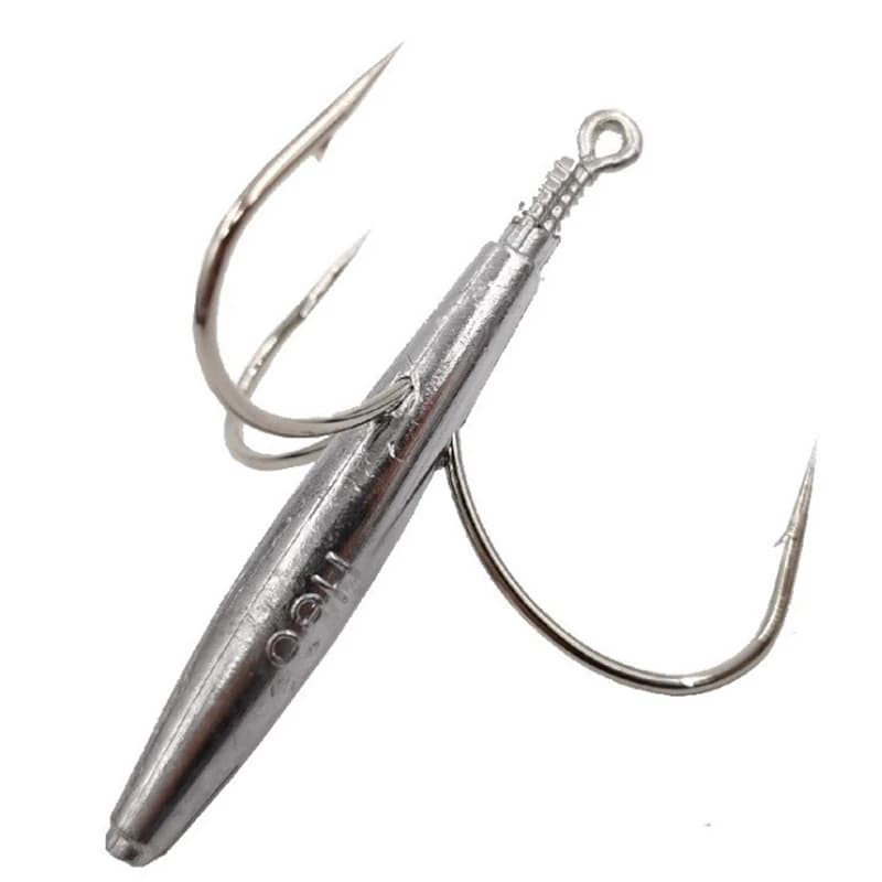 Hameçons triples carbone Hullegi pour gros bars et daurades - 20g à 100g pour pêche en mer