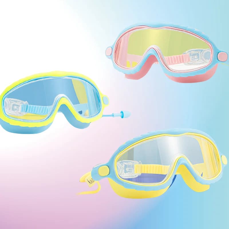Lunettes de natation enfant 3-15 ans grande monture HD vision anti-buée étanches confortables