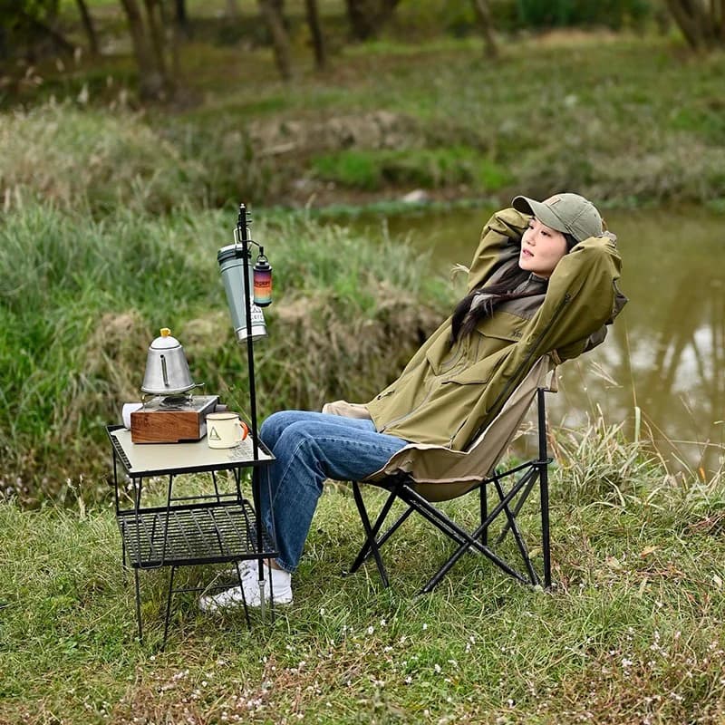 Chaise lune pliante extérieure portable pour pêche, camping et croquis en nature