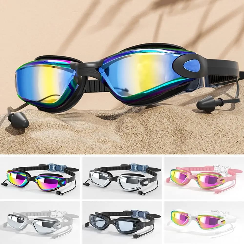 Lunettes de natation créatives HD été étanches anti-buée réglables silicone hommes femmes