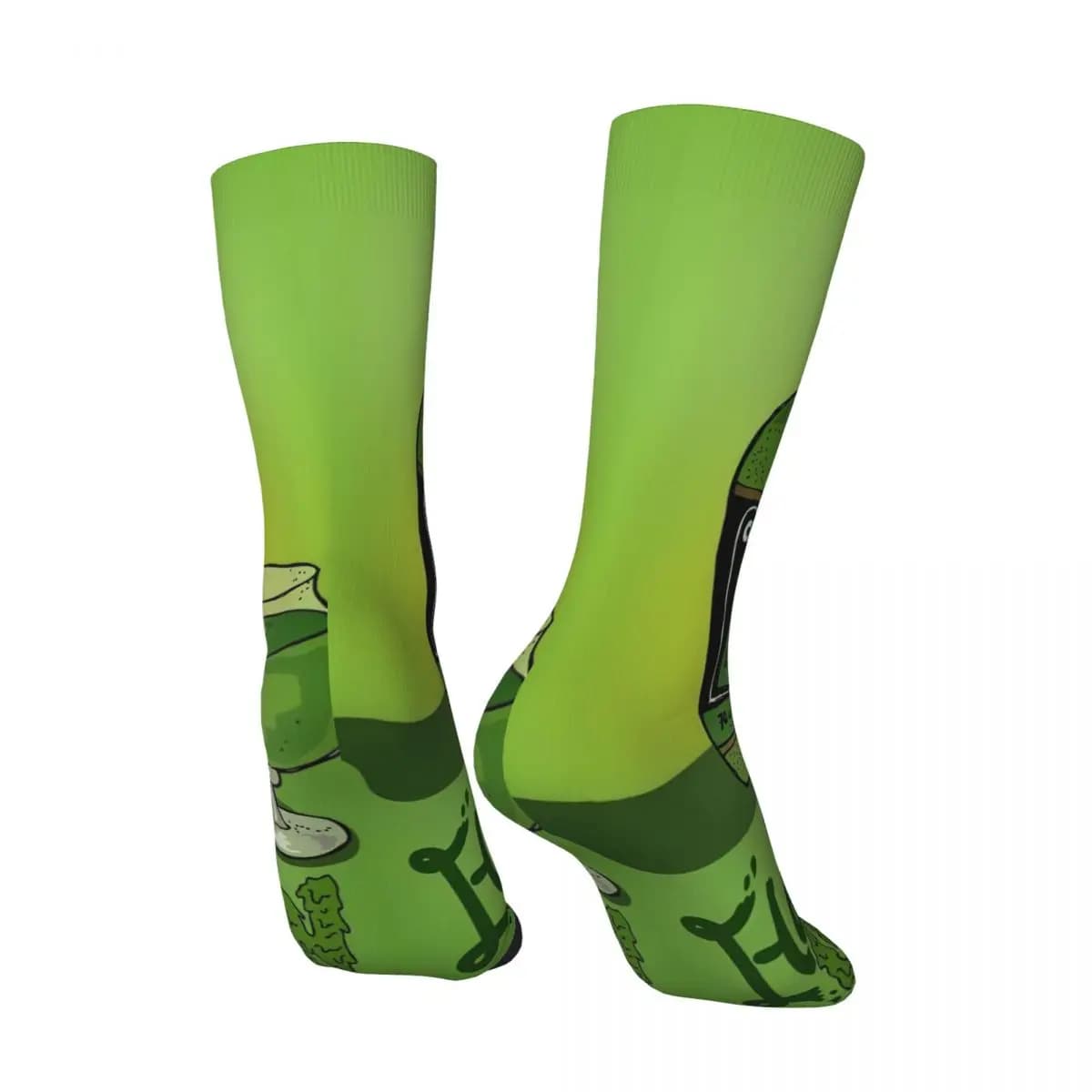 Chaussettes Chartreuse Vert Peinture à l'Huille Liqueur Française Drôle Cadeau Original Antidérapantes