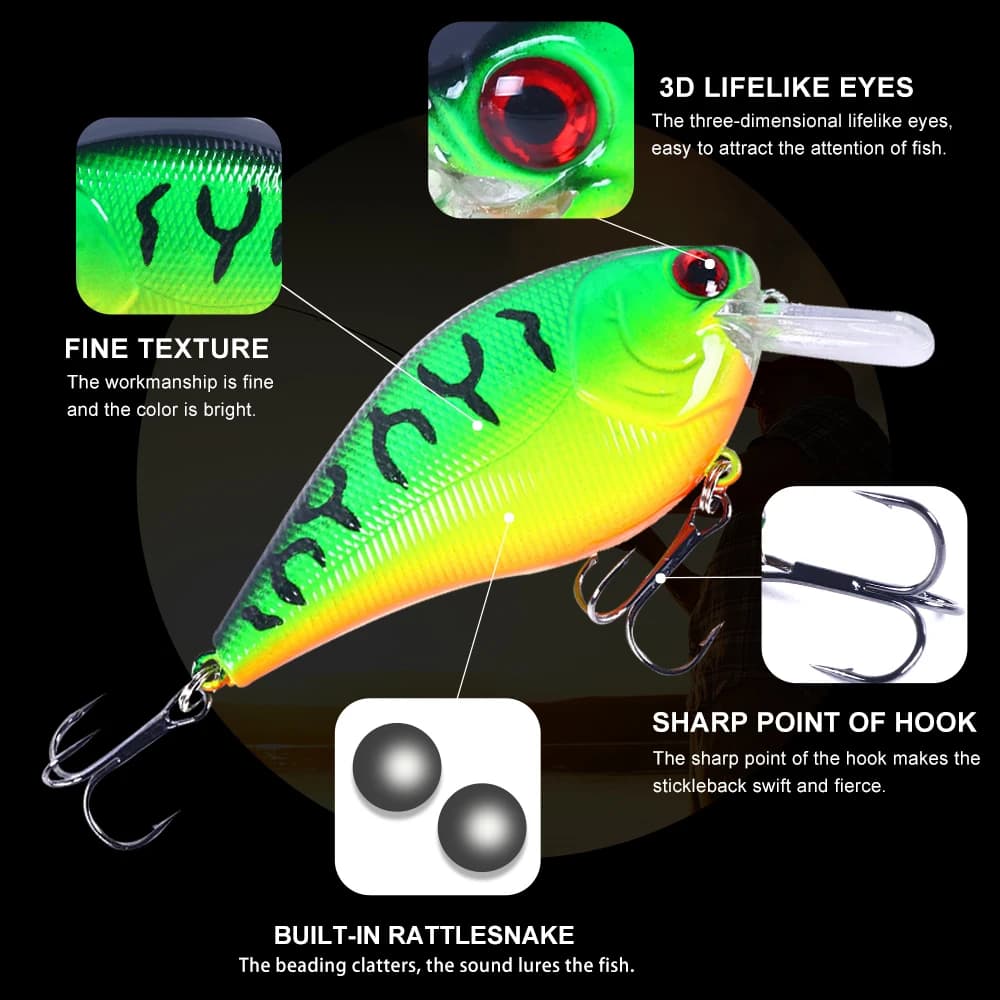 Leurre crankbait shallow HENGJIA 8.5cm 15g avec bille pour pêche brochet et black bass